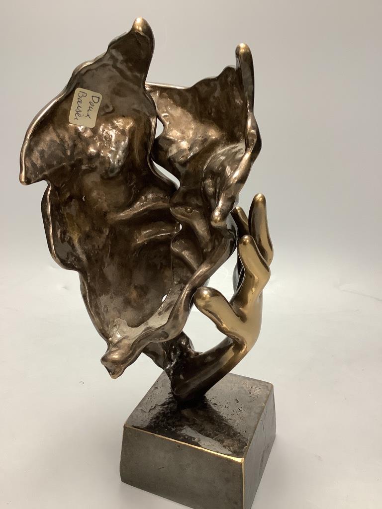 Yves Lohe. A bronze mask sculpture “Doux Baiser” 25cm